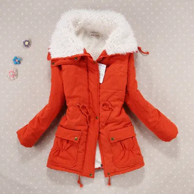 New 2016 Winter Coat Women Slim Plus Size Outwear Medium-Long Wadded Jacket Thick Hooded Cotton Wadded Warm  Cotton Parkas