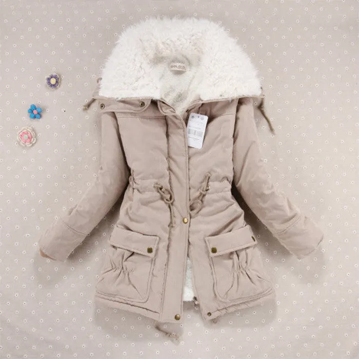 New 2016 Winter Coat Women Slim Plus Size Outwear Medium-Long Wadded Jacket Thick Hooded Cotton Wadded Warm  Cotton Parkas