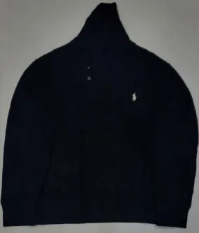 Nwt Polo Ralph Lauren Black w/White Horse Shawl Neck Sweater