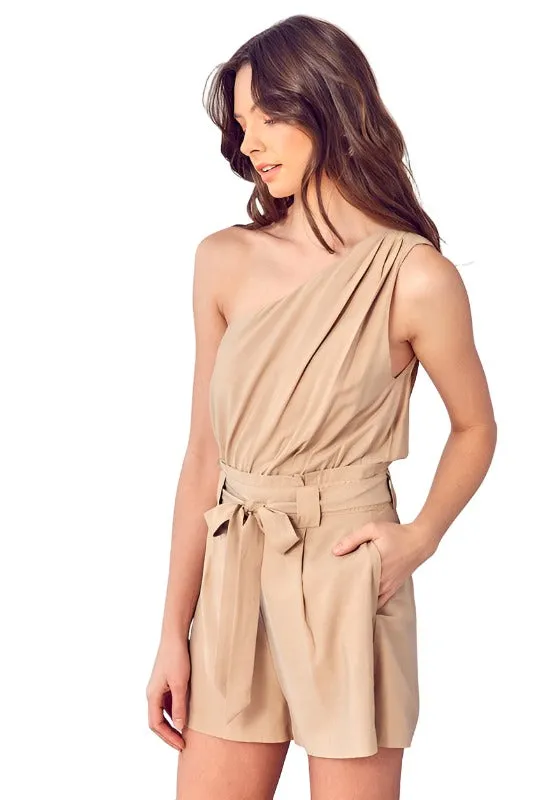 ONE SHOULDER SELF TIE ROMPER