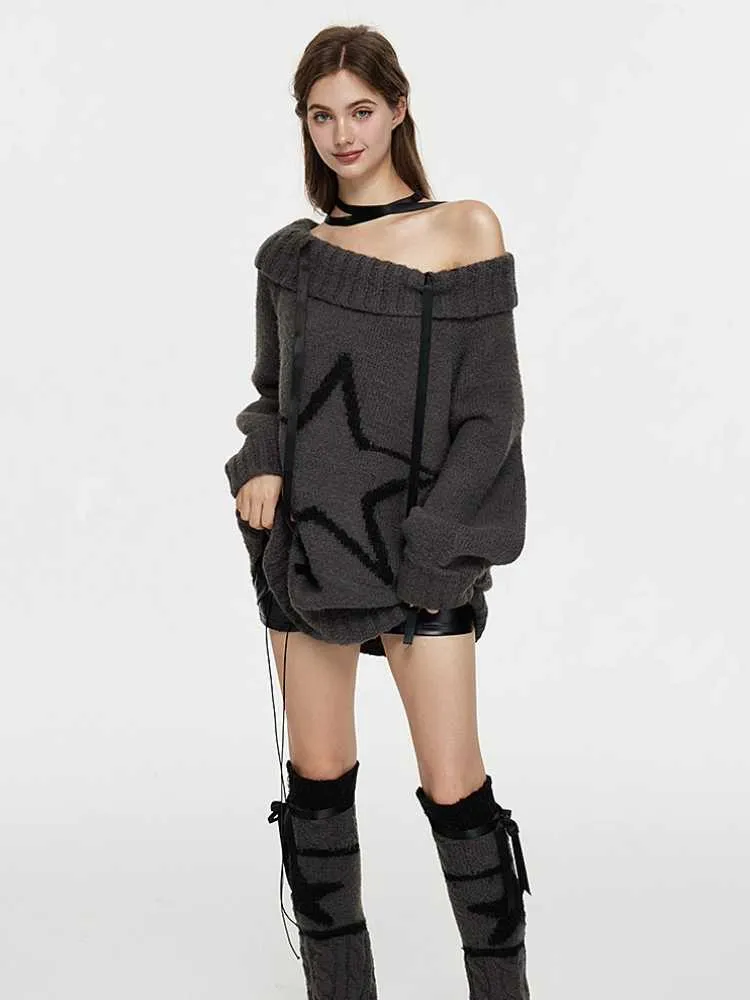 One-shoulder wool sweater and leg warmers【s0000010434】