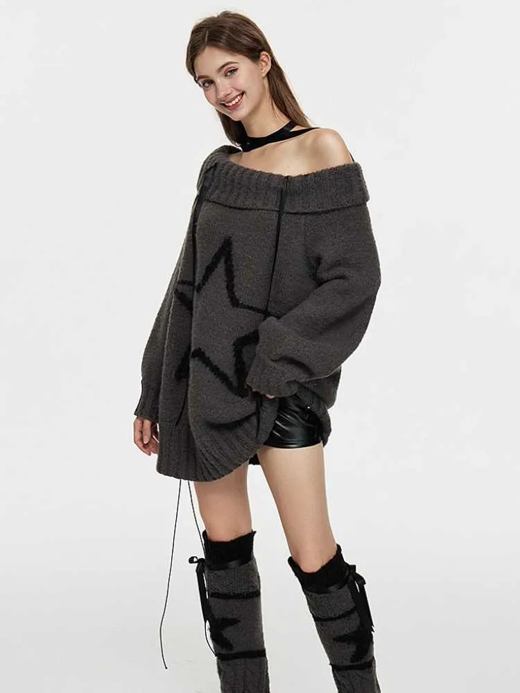 One-shoulder wool sweater and leg warmers【s0000010434】