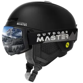 OutdoorMaster Diamond II MIPS Ski Helmet with Ski Goggles PRO Set - Adjustable Fit Snowboard Helmet and Snow Goggles Set - Snow Sport Helmet for Men, Women & Youth - Matte Black, L