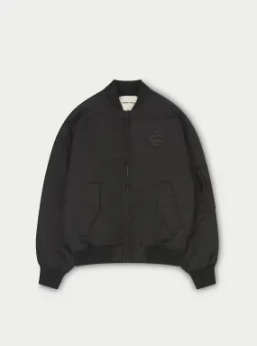 OVERSIZED EMBLEM BOMBER JACKET - BLACK