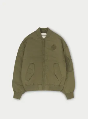 OVERSIZED EMBLEM BOMBER JACKET - KHAKI