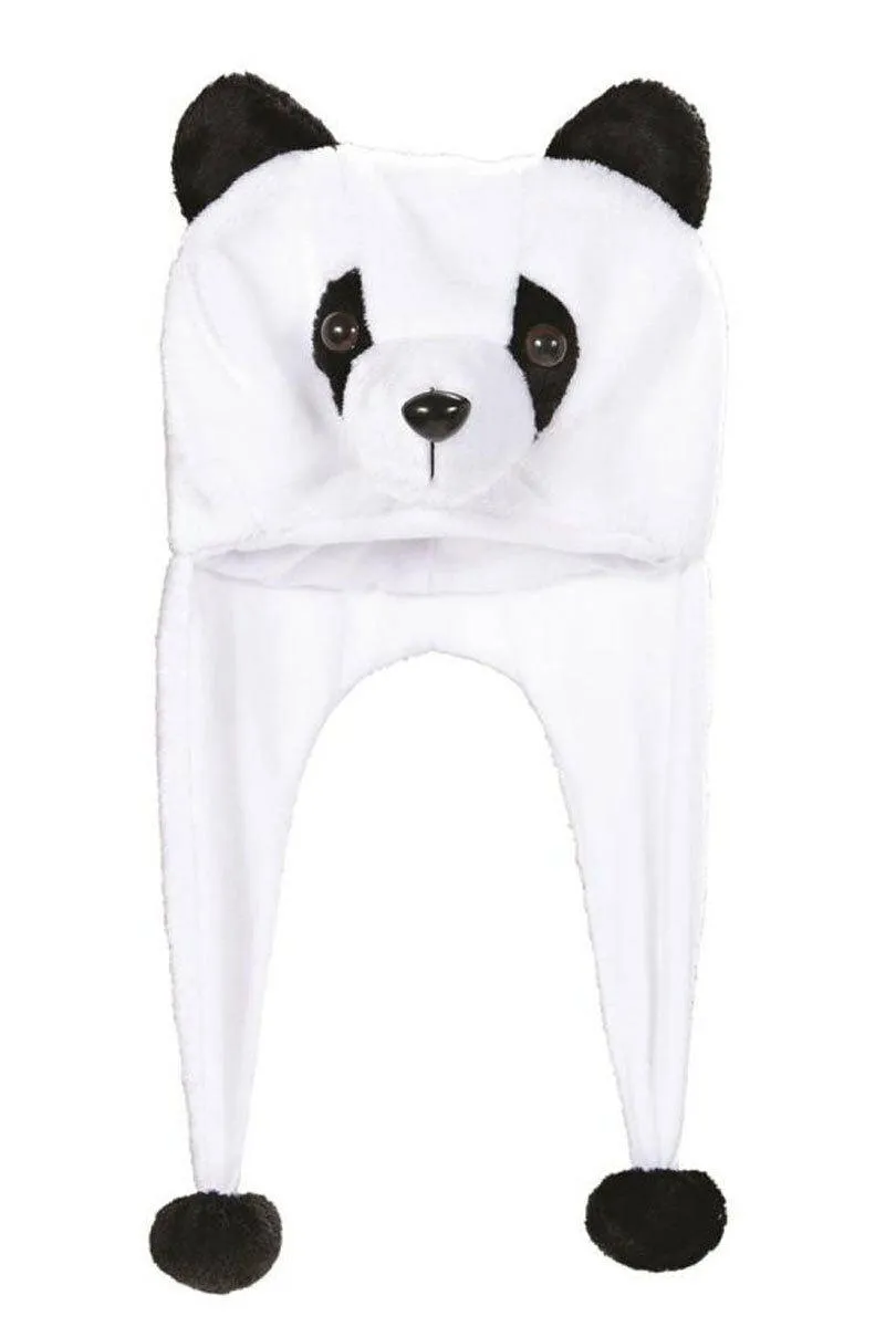 Panda Bear Animal Plush Fluffy Hooded Hat  Beanie Earmuff Party Dress Up Cap