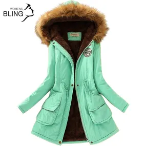 Parkas Women Coats Fashion Autumn Warm Winter Jackets Women Fur Collar Long Parka Plus Size Hoodies Casual Cotton Outwear Hot