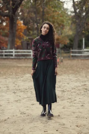 Pleated Skirt 35"-Emerald Green