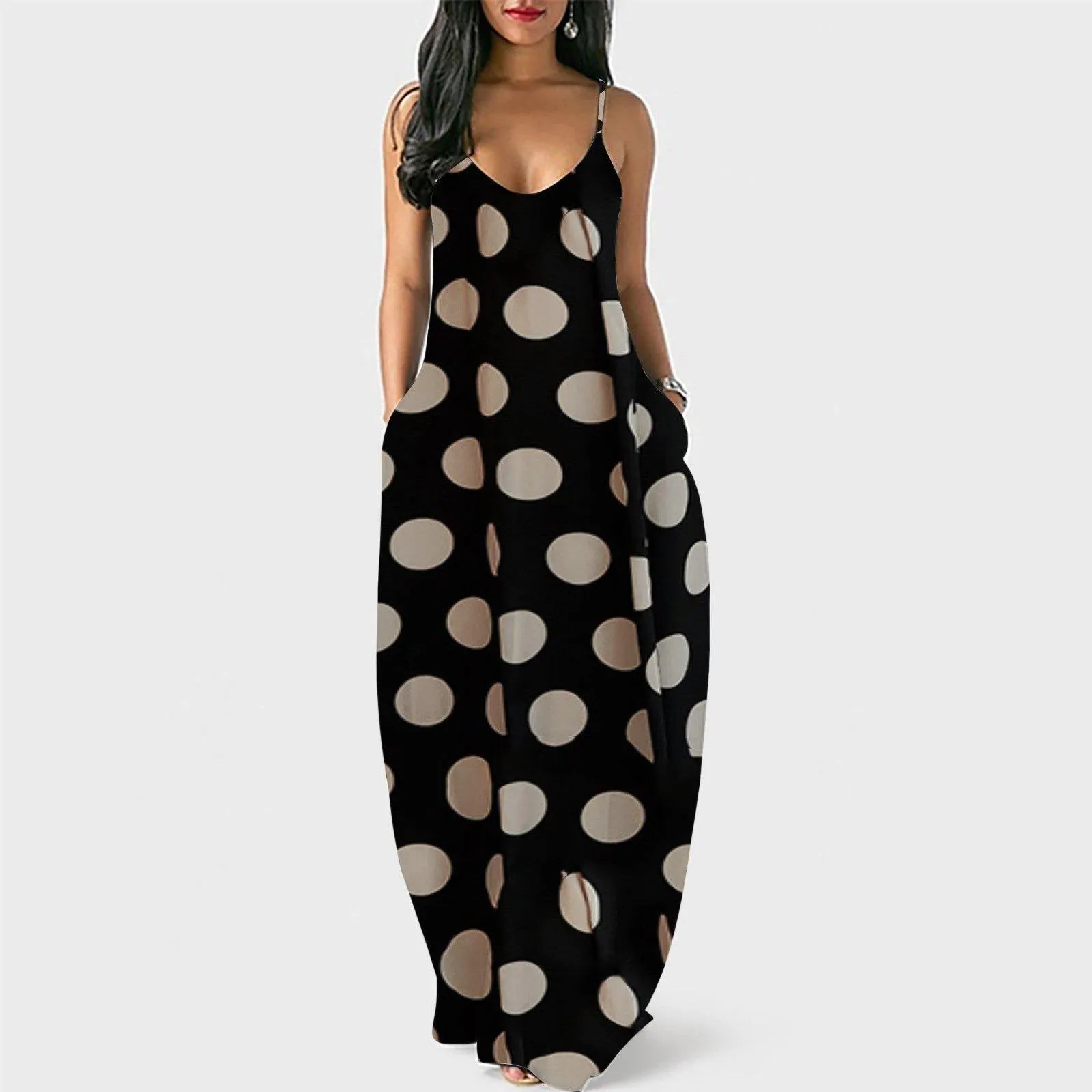 Plus Sizes Summer Dot Print Long Dresses