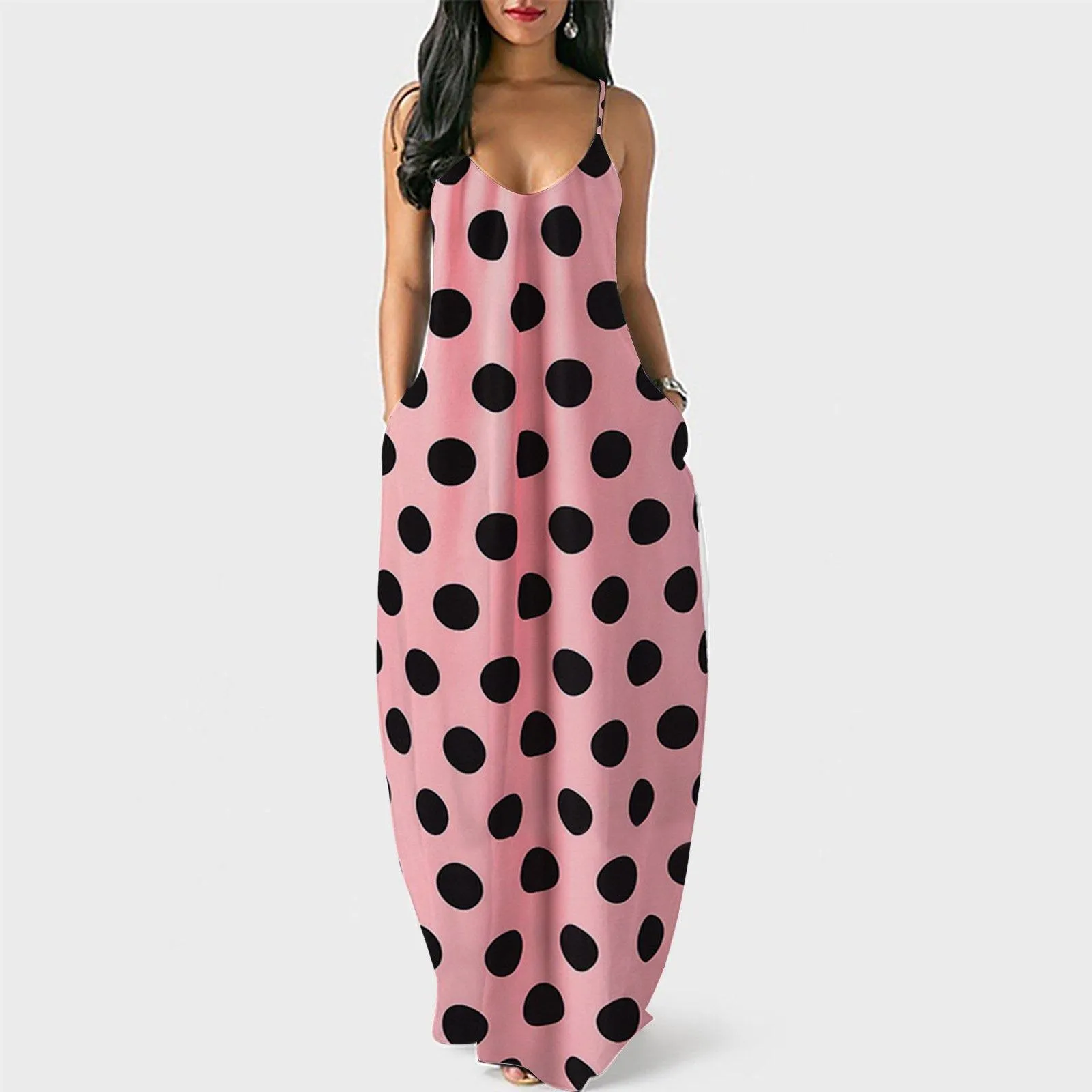 Plus Sizes Summer Dot Print Long Dresses