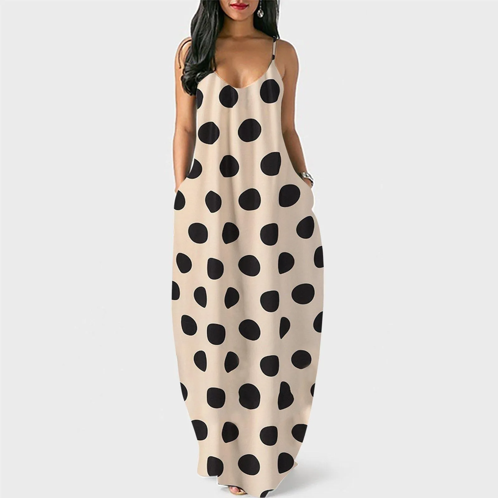 Plus Sizes Summer Dot Print Long Dresses