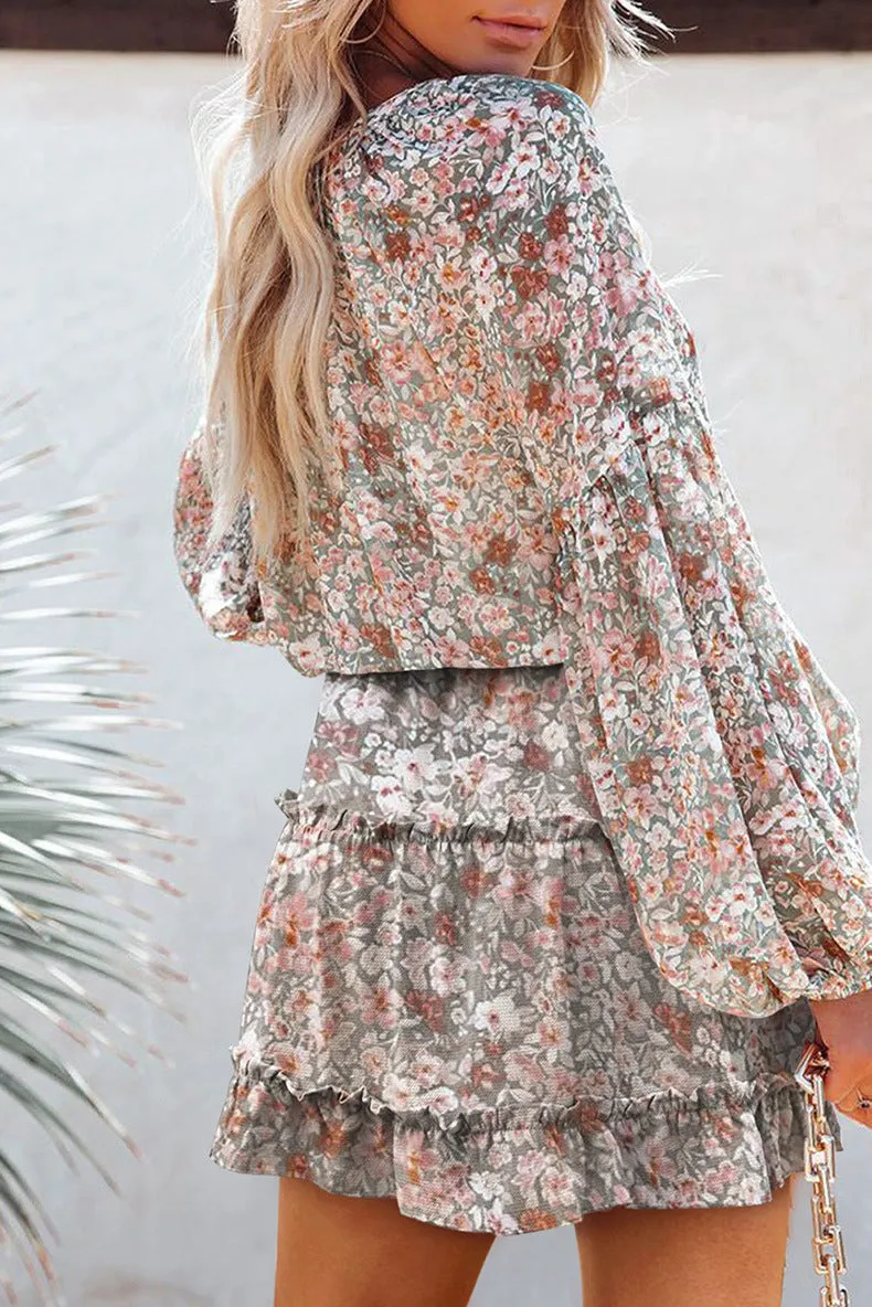 Pollen Floral Ruffle Tie Dress