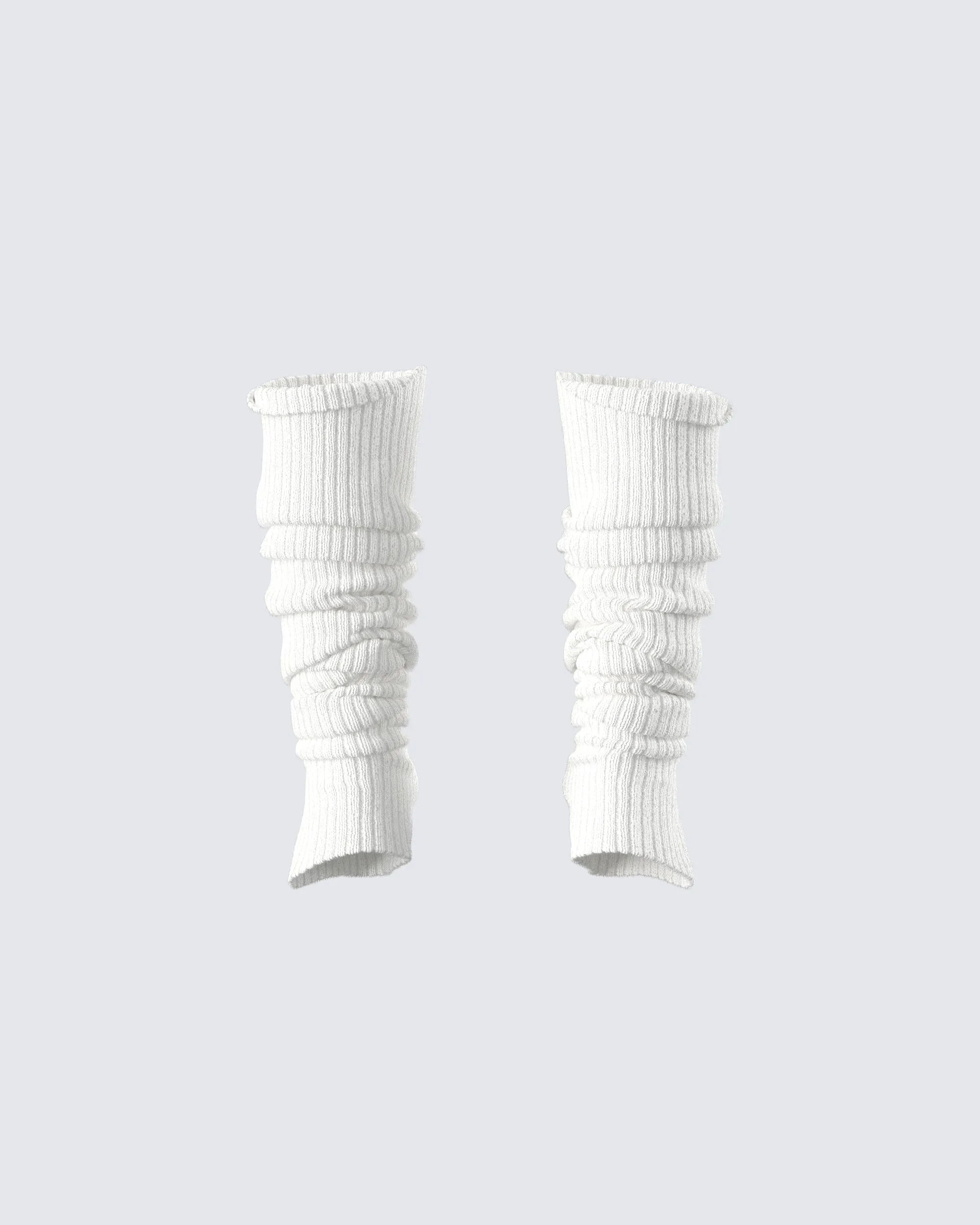 Pollie White Ribbed Leg Warmer