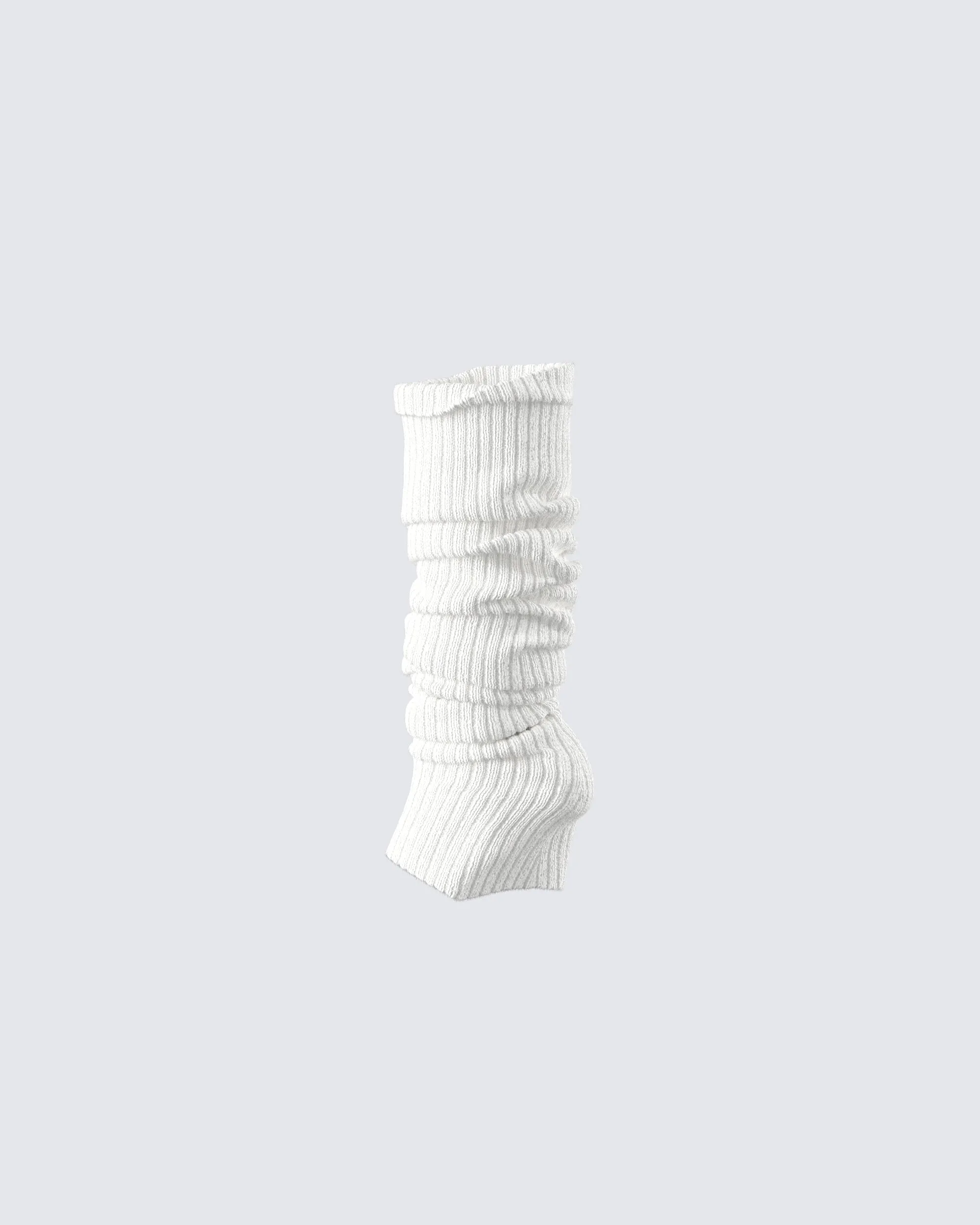 Pollie White Ribbed Leg Warmer