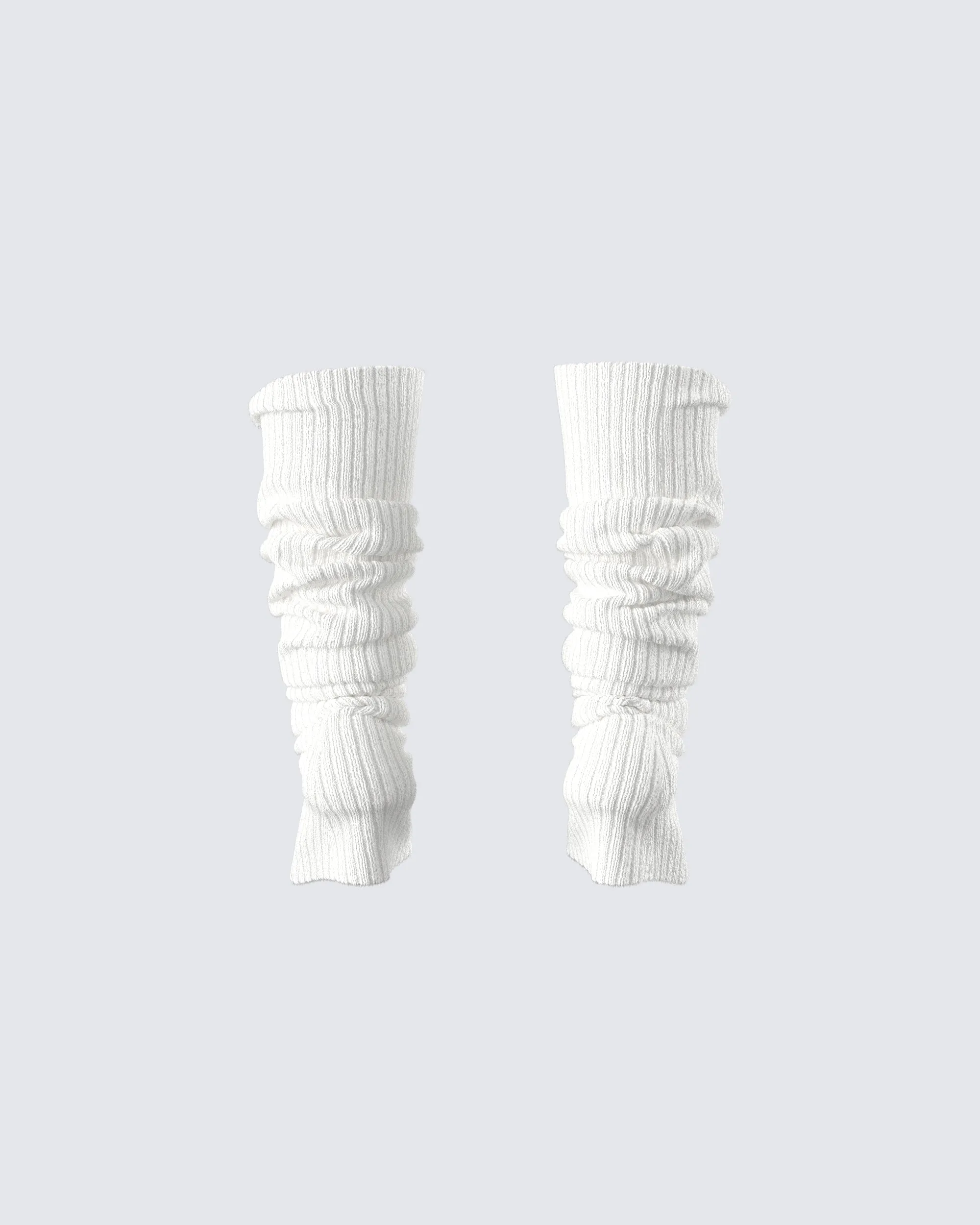 Pollie White Ribbed Leg Warmer