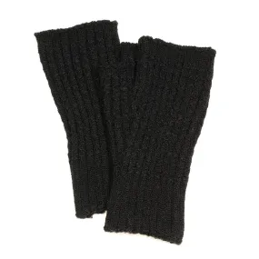 POM Black Recycled Yarn Mini Cable Knit Fingerless Gloves