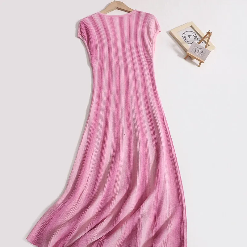 Pre Order:  Elegant Solid Stripe Long Dress