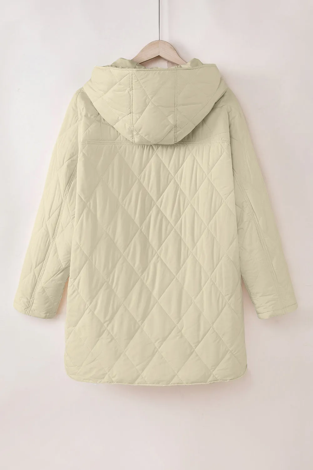 Quilted Snap Button Hooded Coat