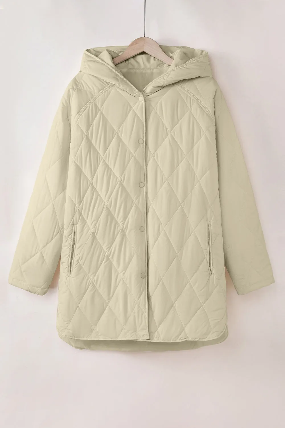 Quilted Snap Button Hooded Coat