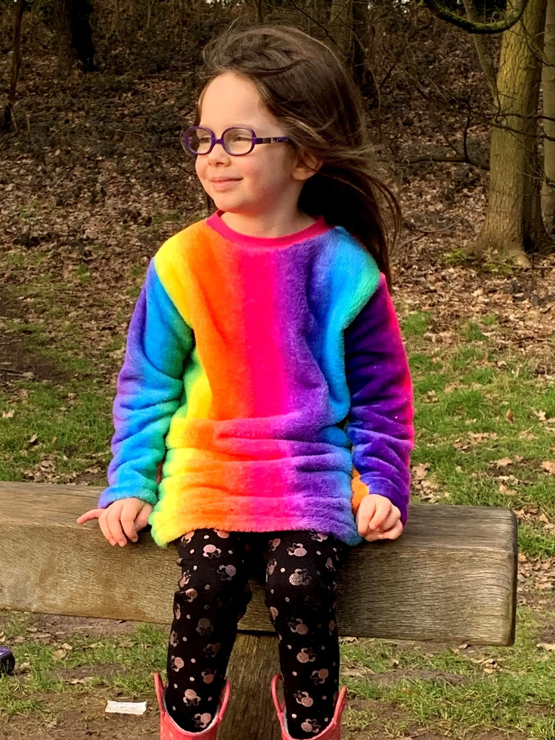 rainbow fleece dress,