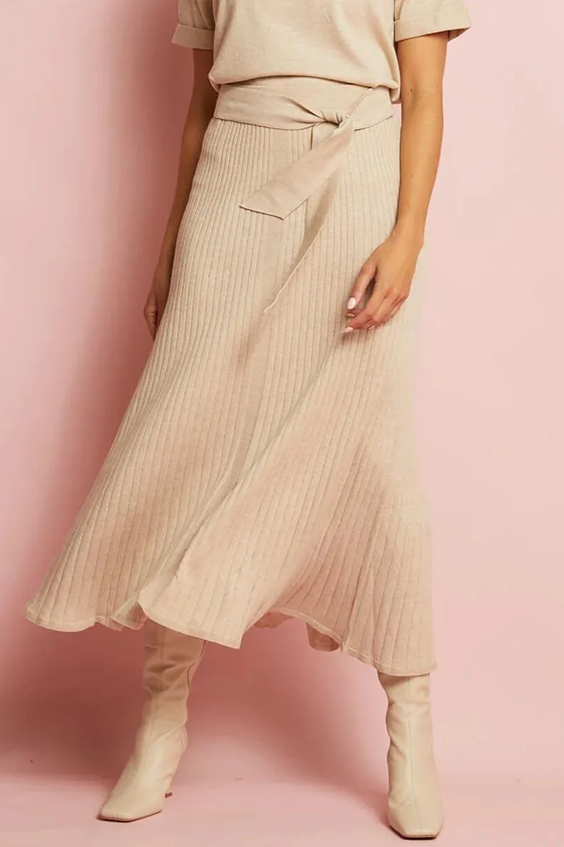 Rebecca Knit Skirt | Sandstone