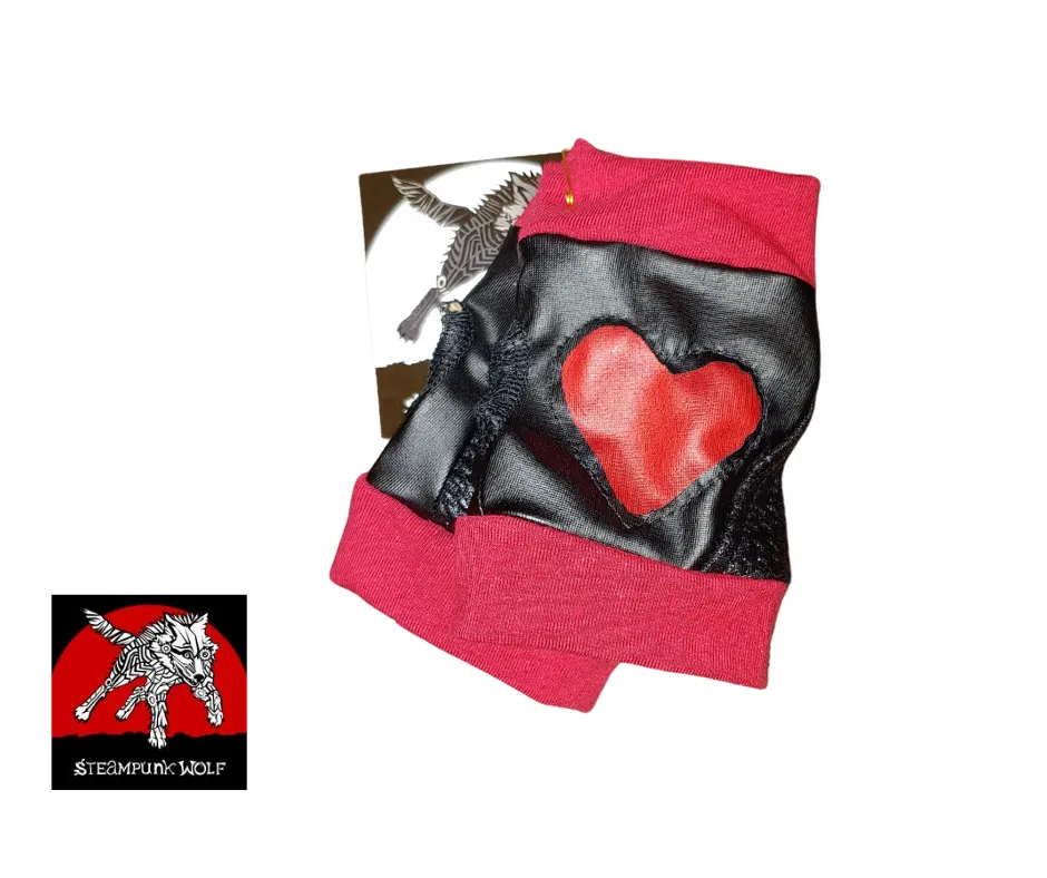 Red Heart pleather fingerless gloves for Kids