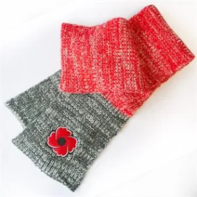 RED/GREY KNITTED POPPY SCARF