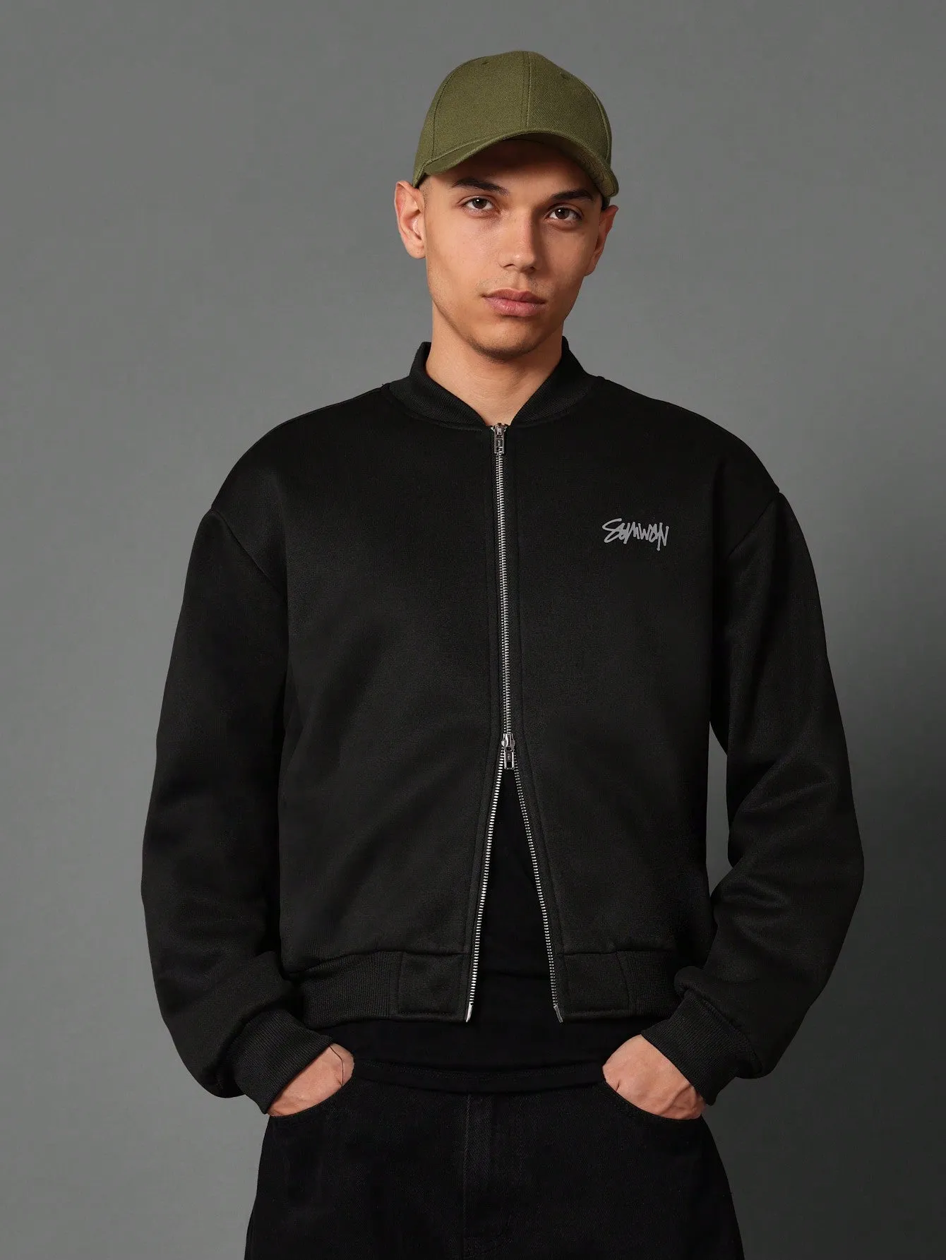 Regular Fit Zip-Up Bomber Jacket