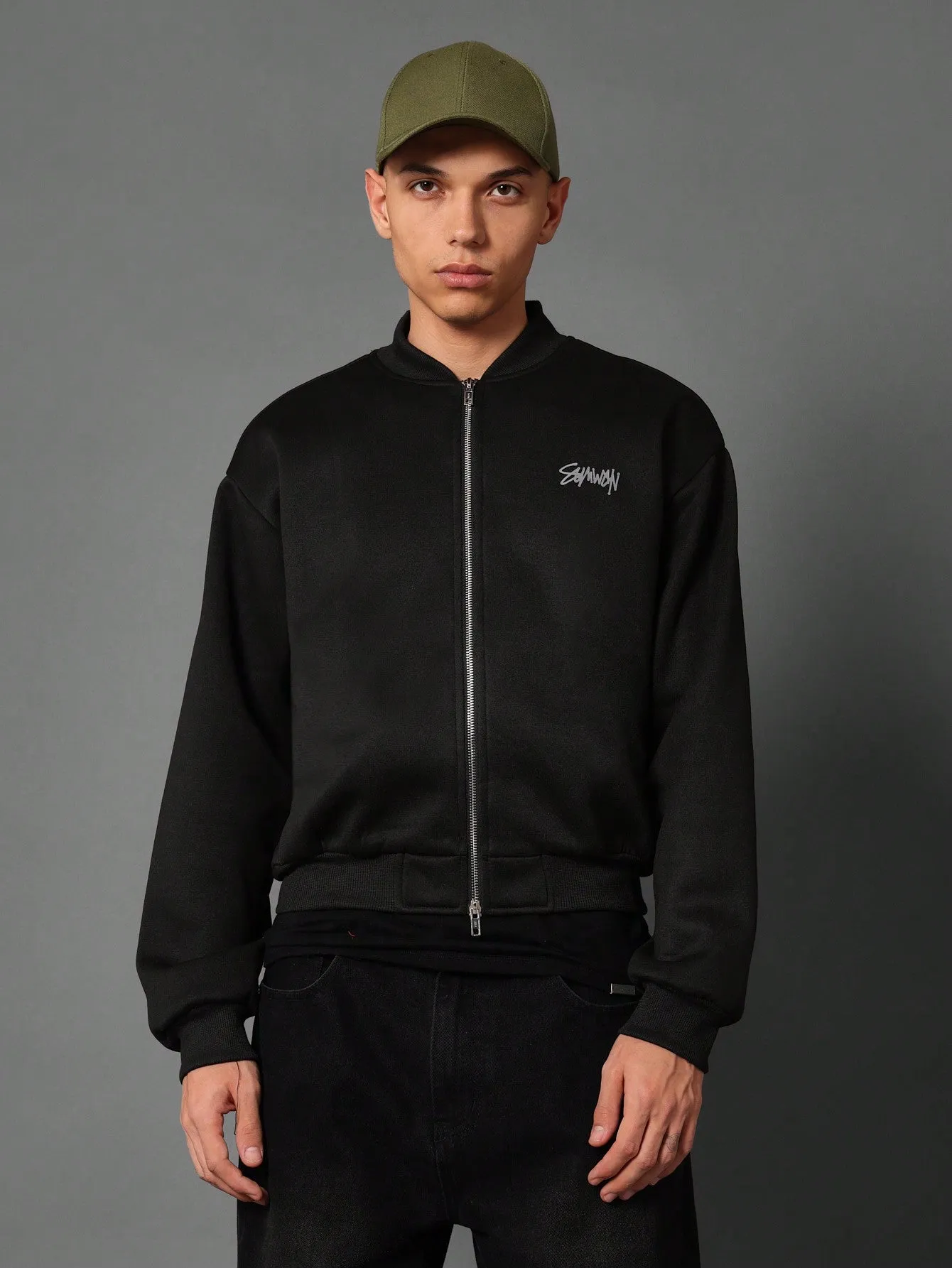 Regular Fit Zip-Up Bomber Jacket