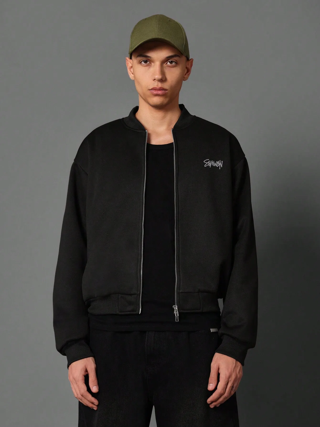 Regular Fit Zip-Up Bomber Jacket