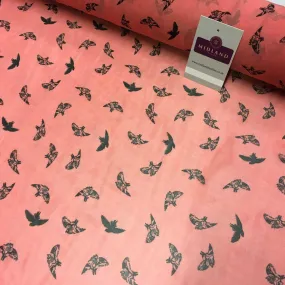 Rose Pink Bird silhouette Printed Crepe chiffon Dress Fabric 150 cm MK1190-19