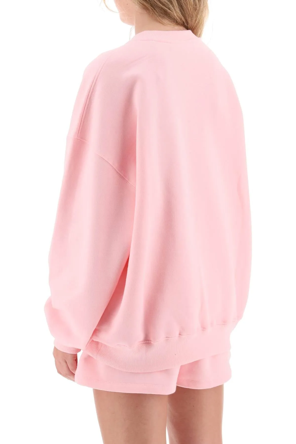 Rotate crew-neck sweatshirt with rhinestone-studded maxi logo