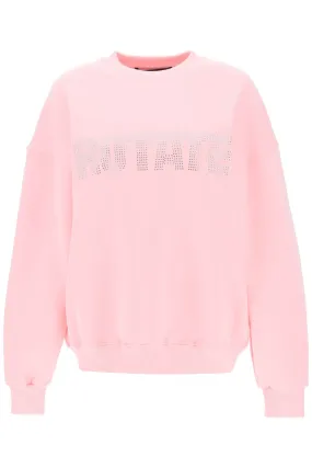 Rotate crew-neck sweatshirt with rhinestone-studded maxi logo