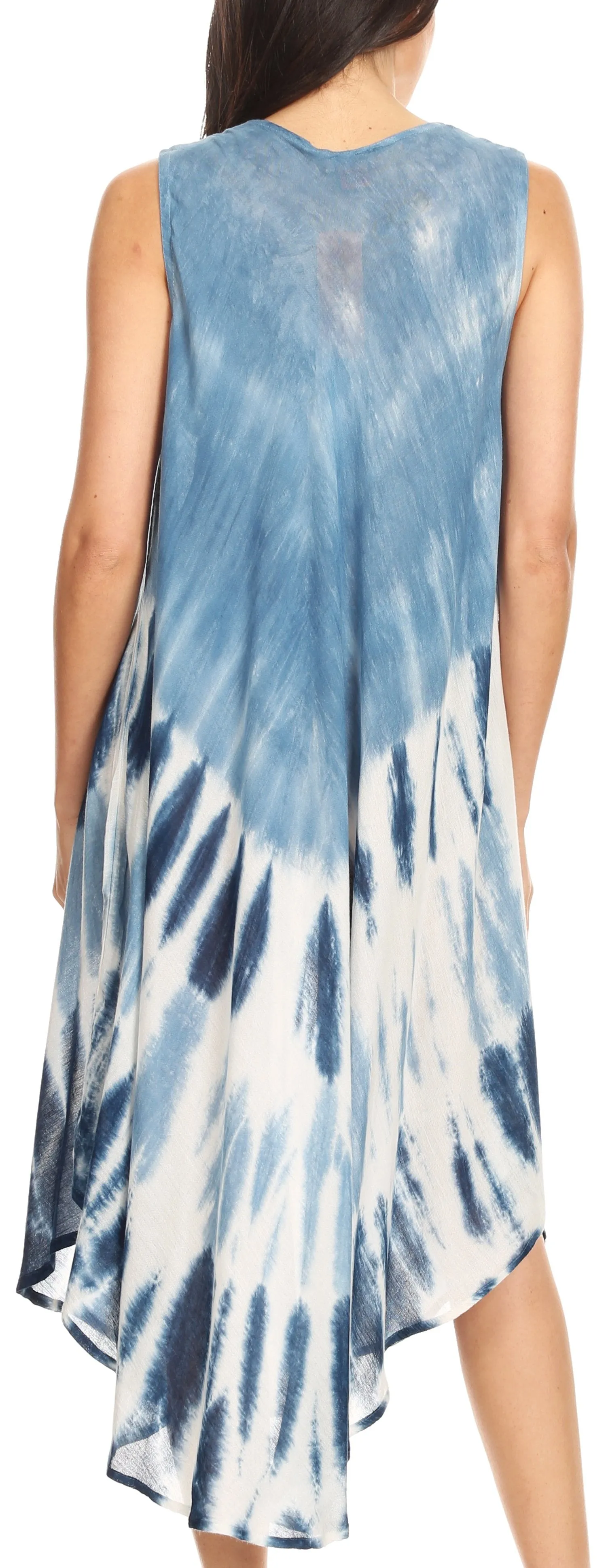 Sakkas Ambra Women's Casual Maxi Tie Dye Sleeveless Loose Tank Cover-up Dress