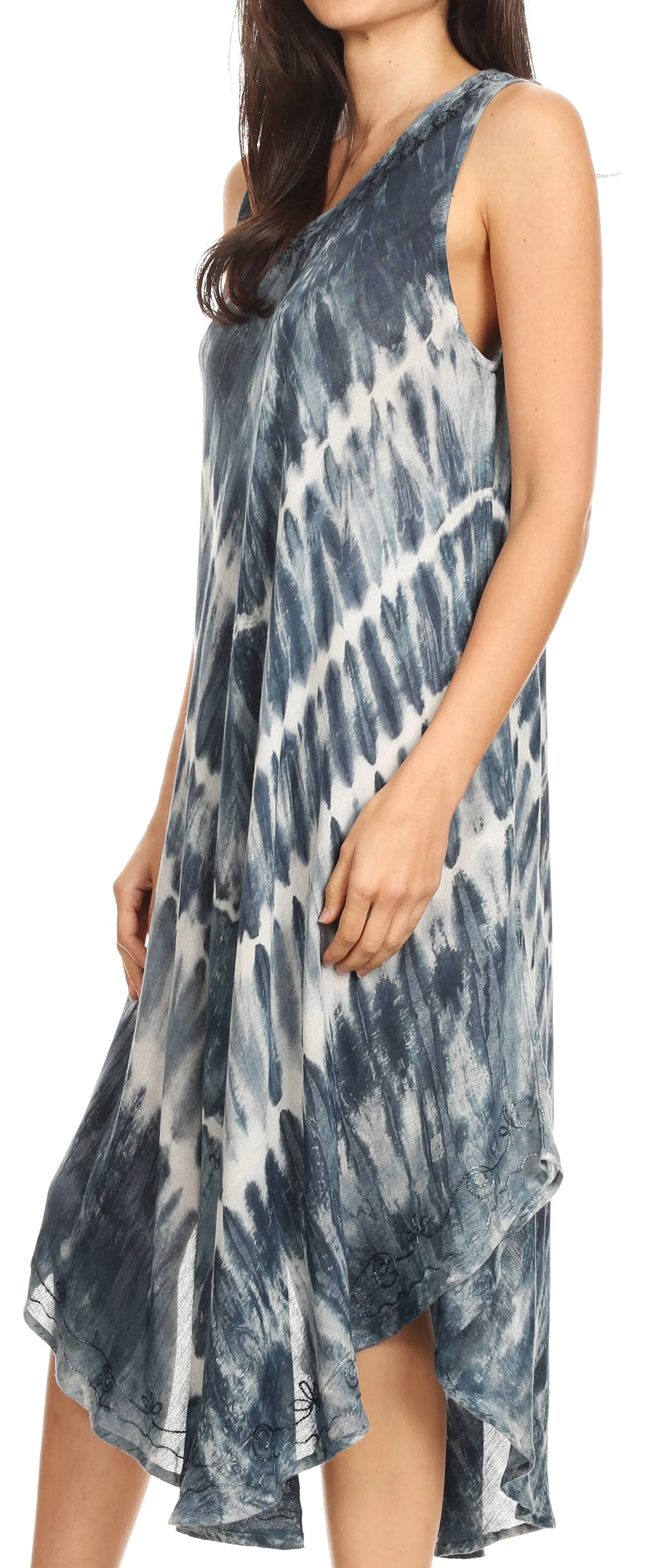 Sakkas Ambra Women's Casual Maxi Tie Dye Sleeveless Loose Tank Cover-up Dress