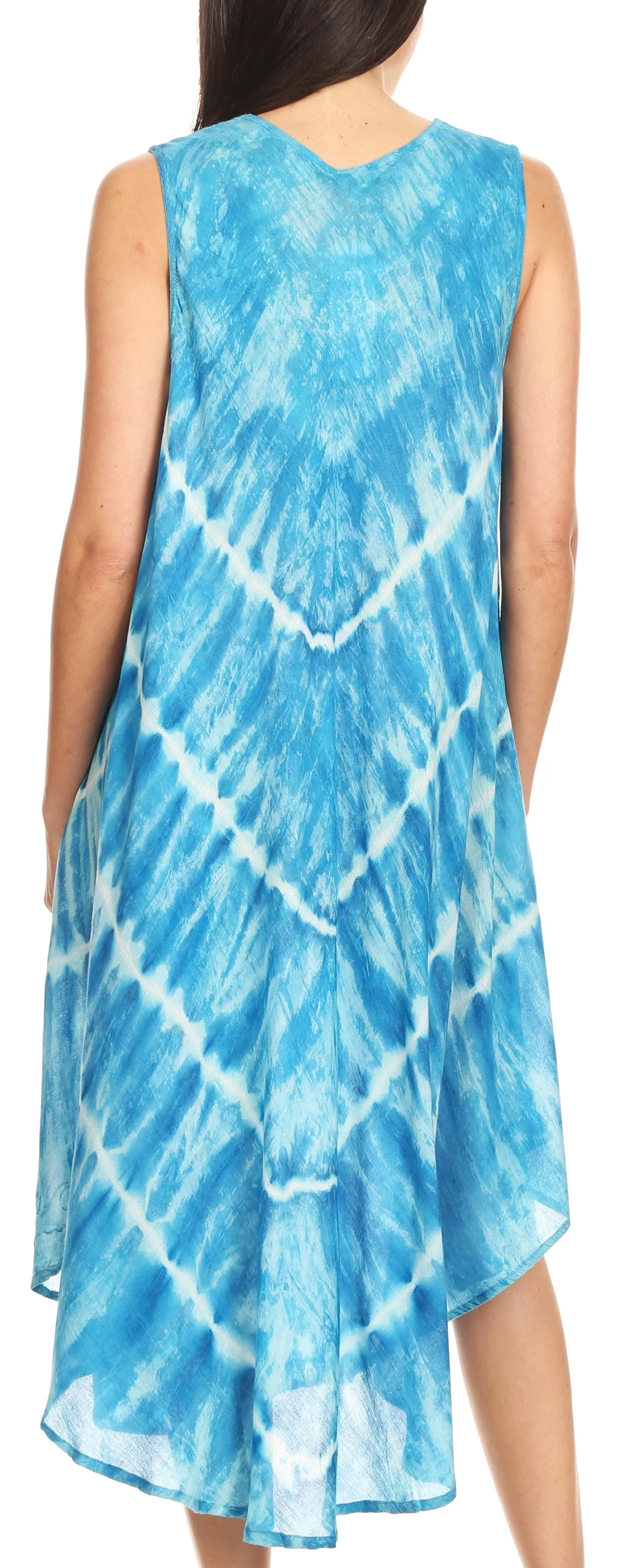 Sakkas Ambra Women's Casual Maxi Tie Dye Sleeveless Loose Tank Cover-up Dress