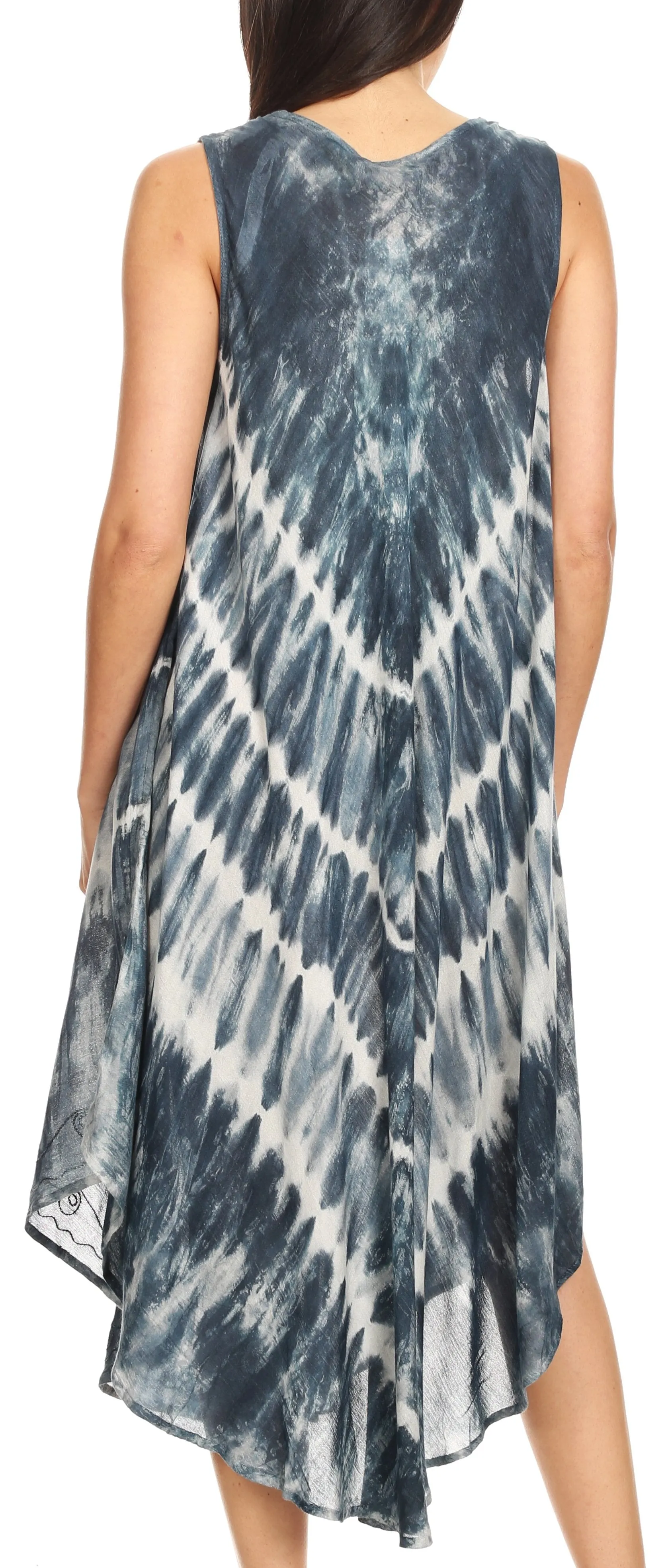 Sakkas Ambra Women's Casual Maxi Tie Dye Sleeveless Loose Tank Cover-up Dress