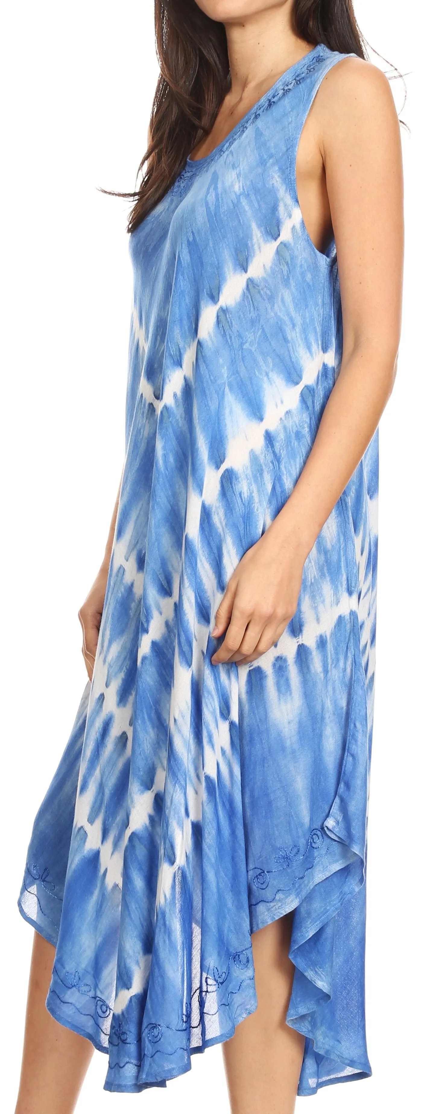 Sakkas Ambra Women's Casual Maxi Tie Dye Sleeveless Loose Tank Cover-up Dress