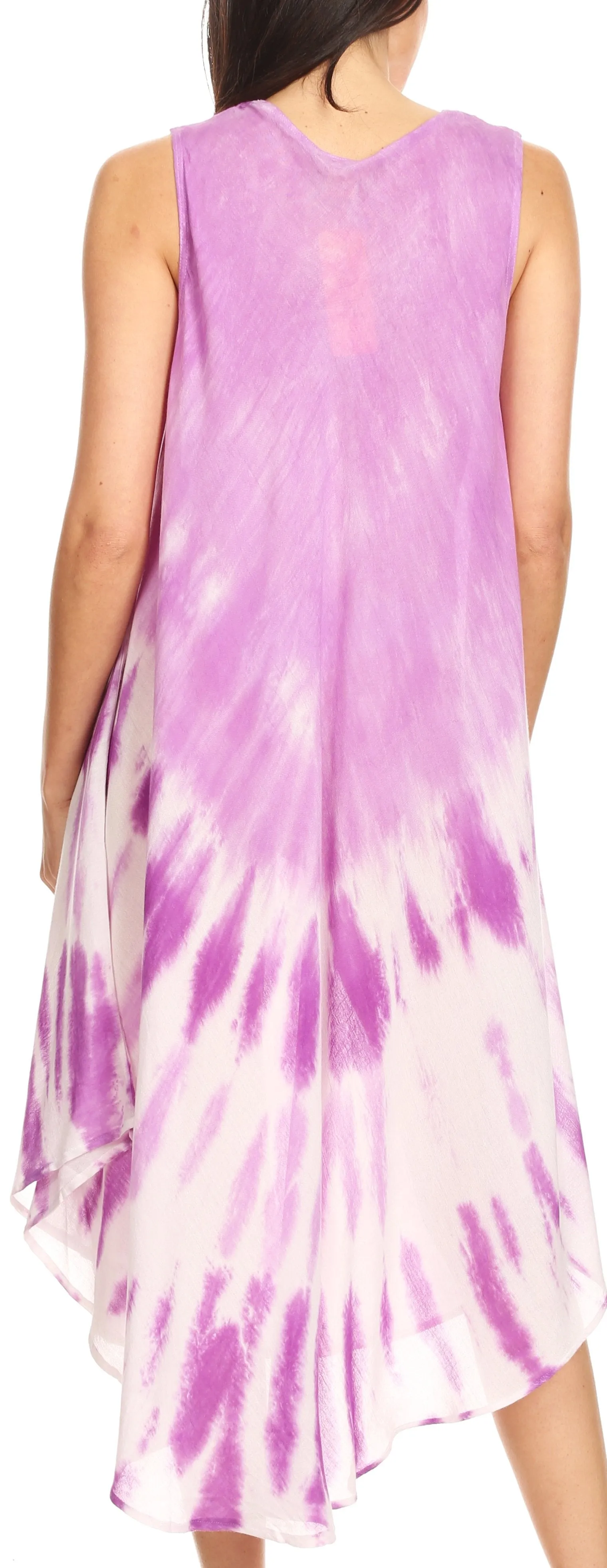 Sakkas Ambra Women's Casual Maxi Tie Dye Sleeveless Loose Tank Cover-up Dress