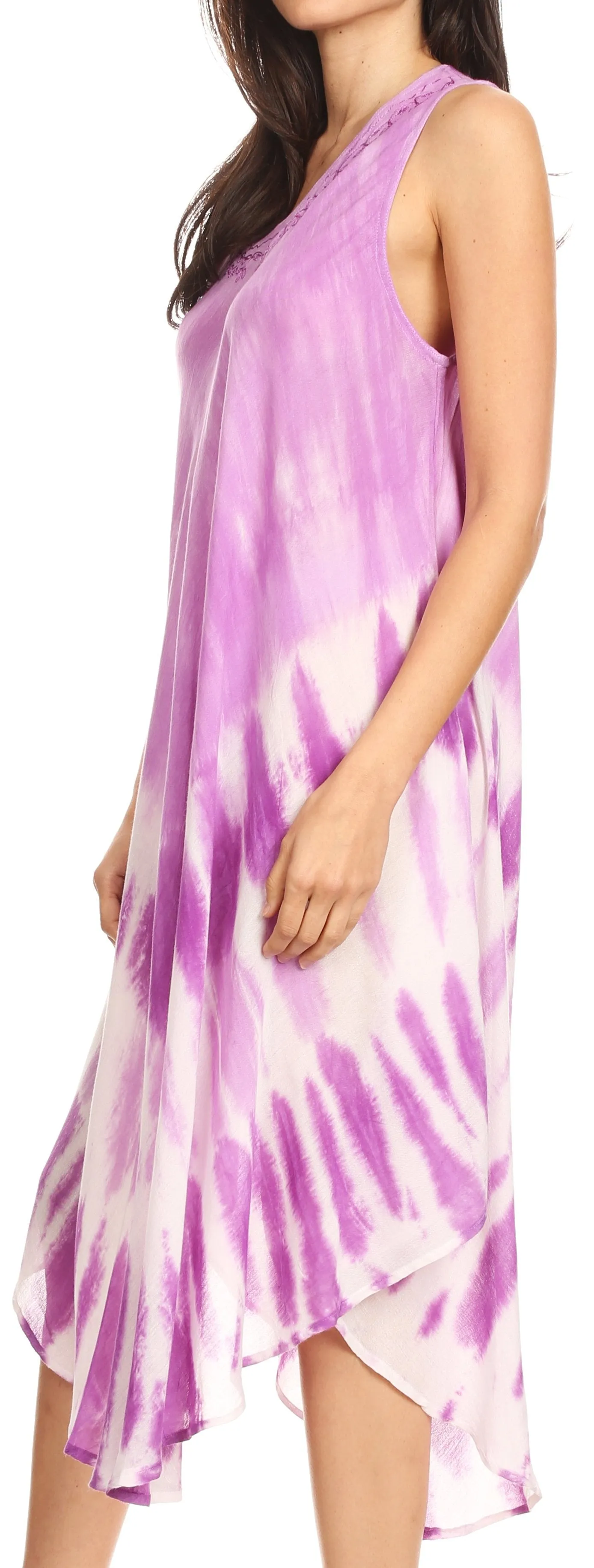 Sakkas Ambra Women's Casual Maxi Tie Dye Sleeveless Loose Tank Cover-up Dress