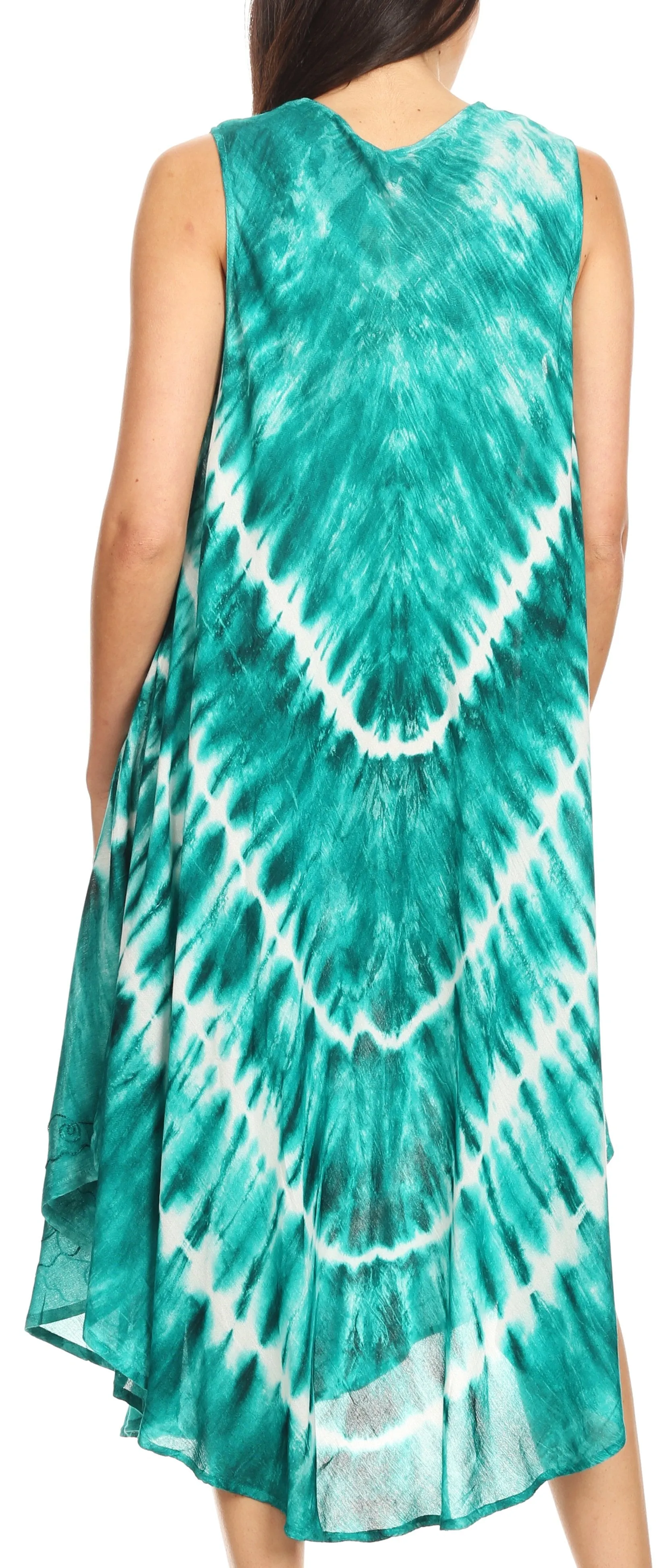 Sakkas Ambra Women's Casual Maxi Tie Dye Sleeveless Loose Tank Cover-up Dress