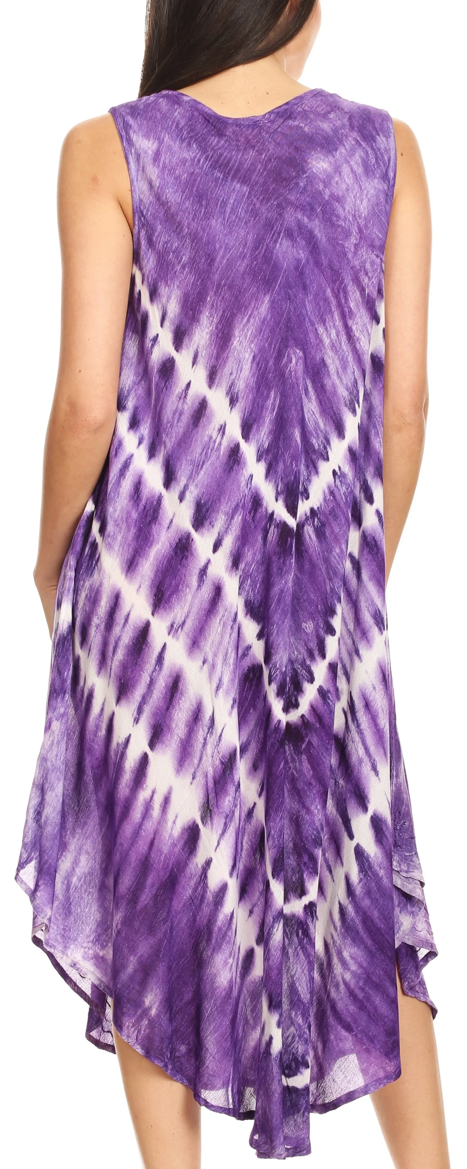 Sakkas Ambra Women's Casual Maxi Tie Dye Sleeveless Loose Tank Cover-up Dress