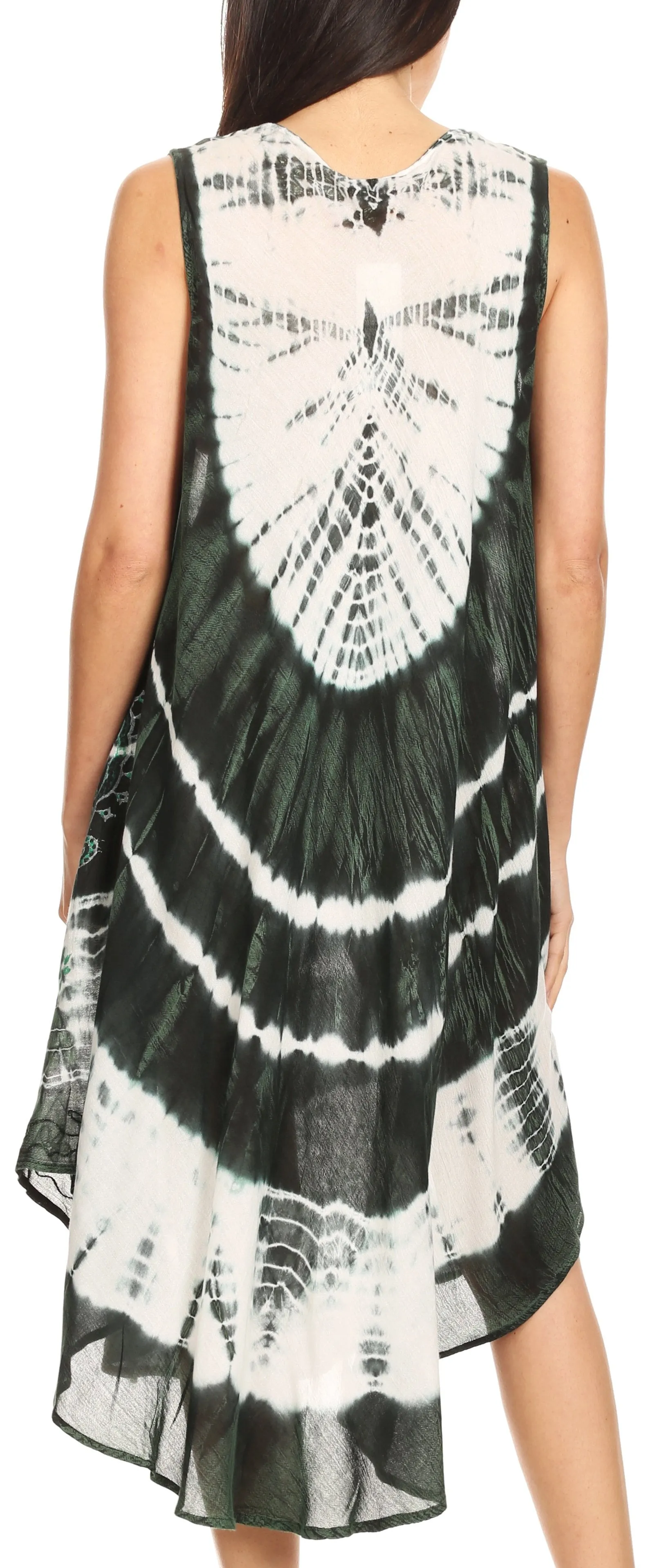 Sakkas Ambra Women's Casual Maxi Tie Dye Sleeveless Loose Tank Cover-up Dress