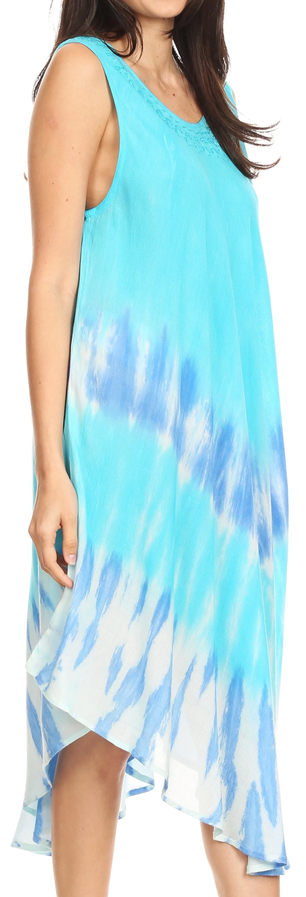 Sakkas Ambra Women's Casual Maxi Tie Dye Sleeveless Loose Tank Cover-up Dress