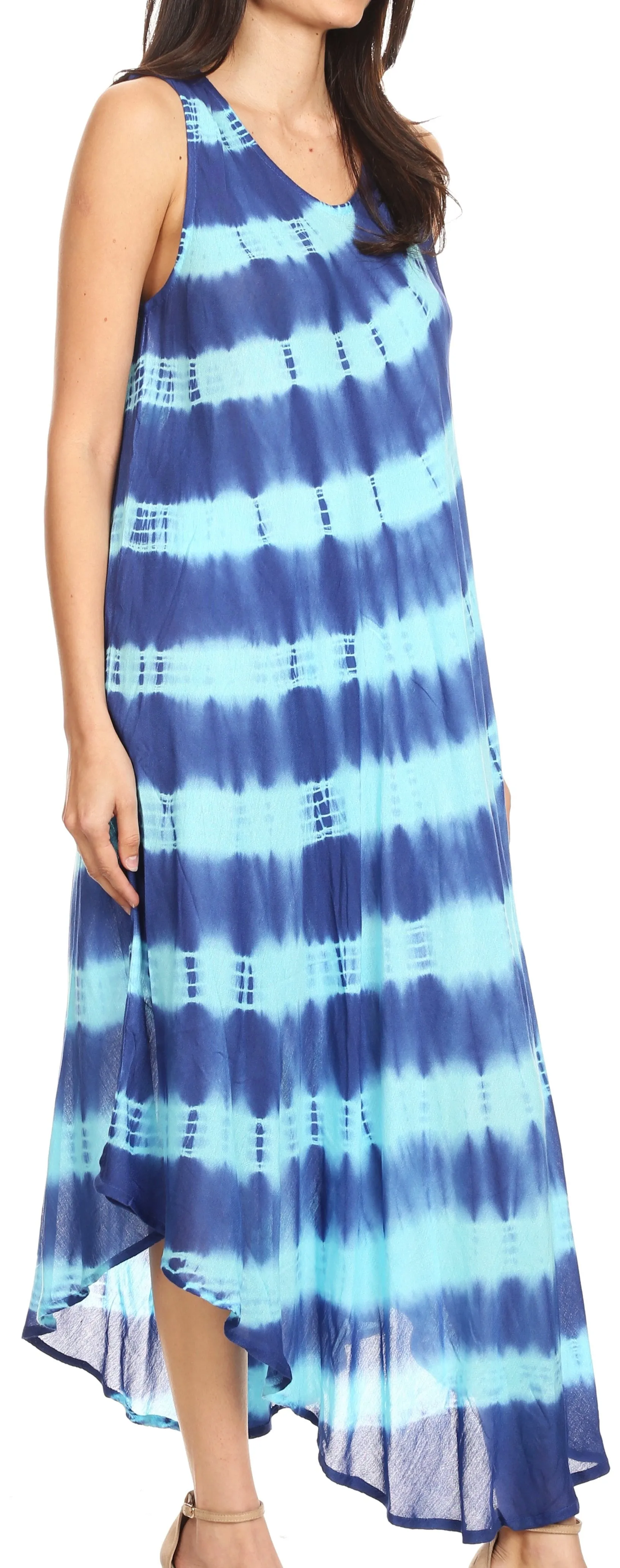 Sakkas Neja Women's Casual Maxi Summer Sleeveless Loose Fit Tie Dye Tank Dress