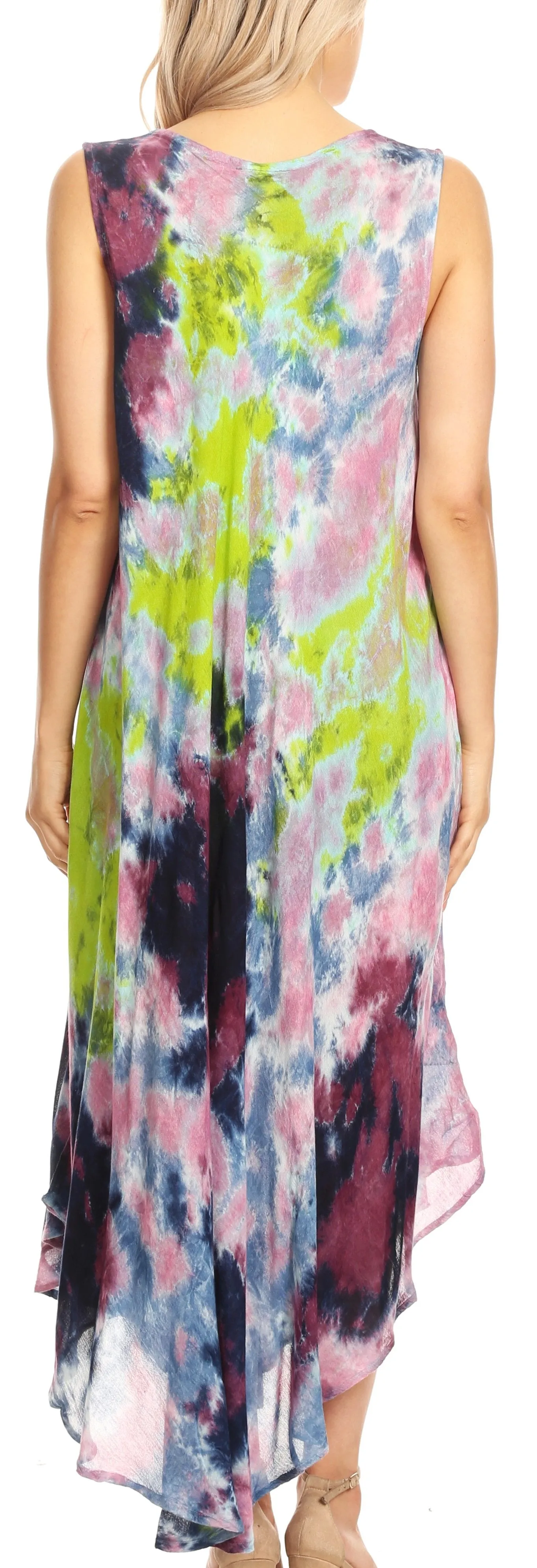 Sakkas Neja Women's Casual Maxi Summer Sleeveless Loose Fit Tie Dye Tank Dress