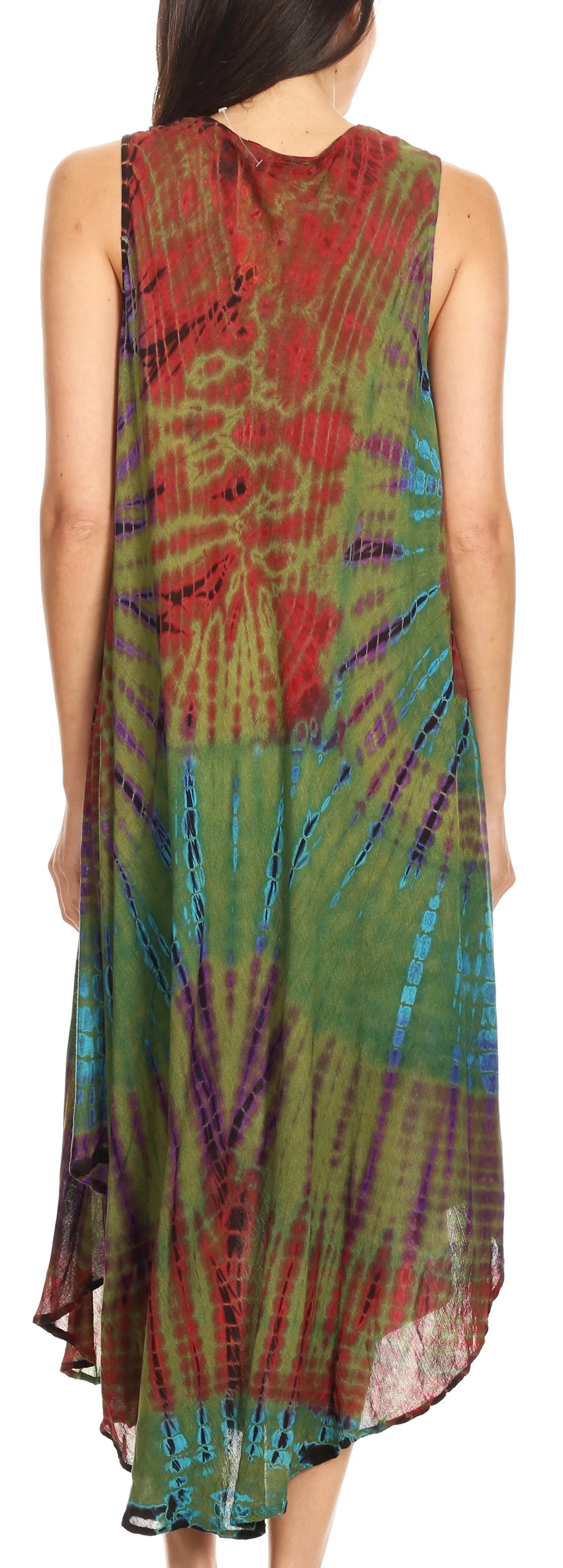 Sakkas Neja Women's Casual Maxi Summer Sleeveless Loose Fit Tie Dye Tank Dress