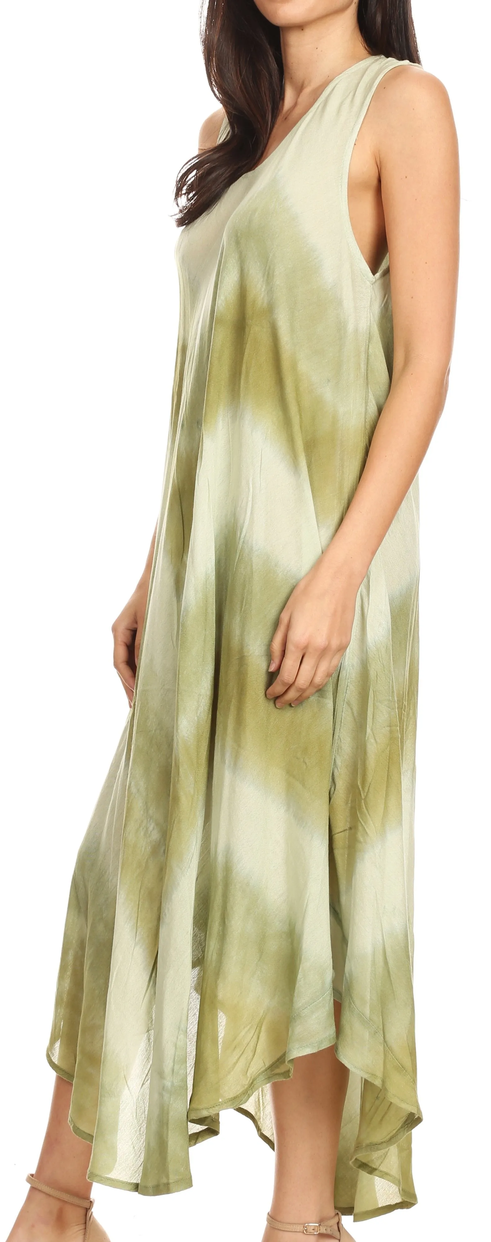 Sakkas Neja Women's Casual Maxi Summer Sleeveless Loose Fit Tie Dye Tank Dress