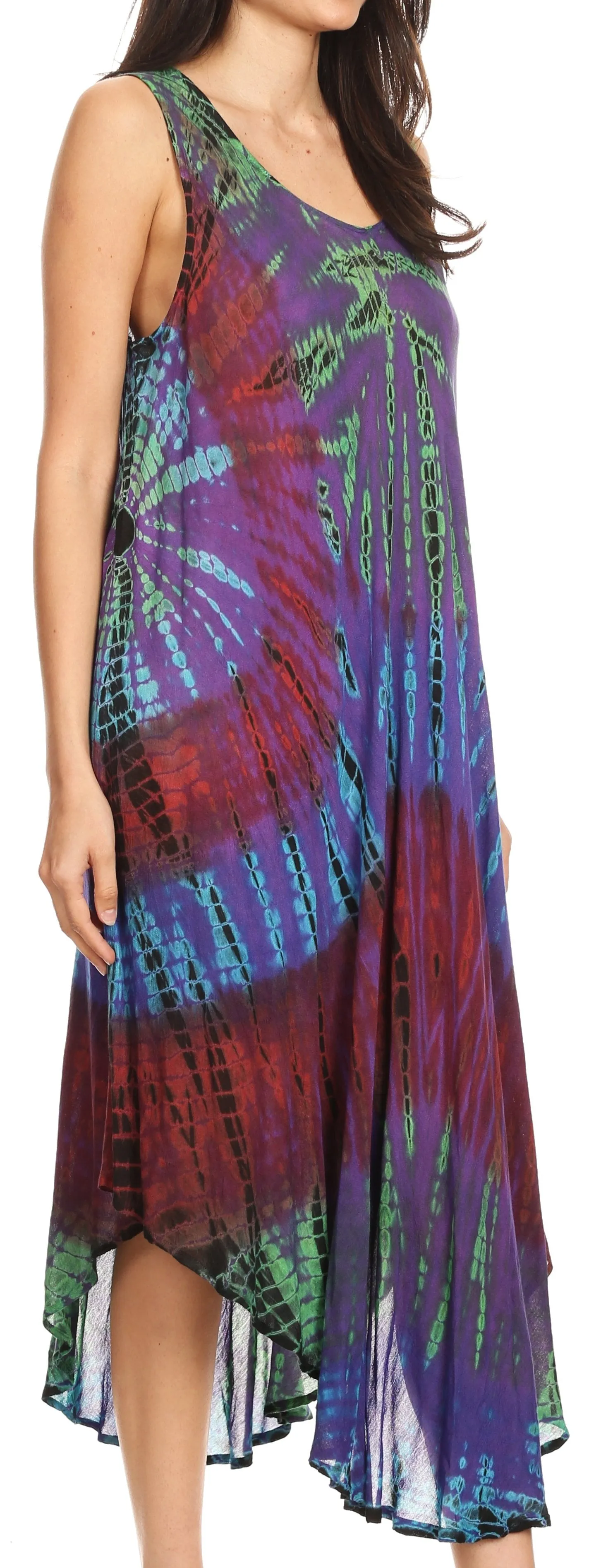 Sakkas Neja Women's Casual Maxi Summer Sleeveless Loose Fit Tie Dye Tank Dress