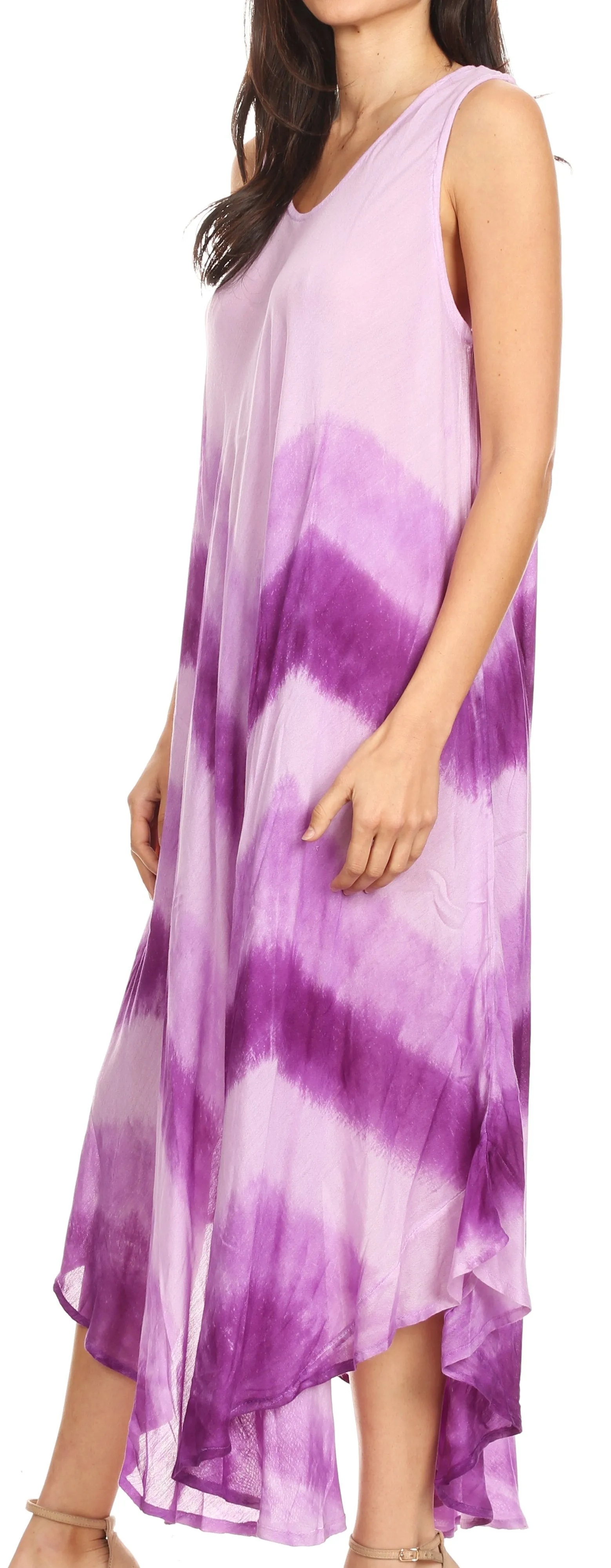 Sakkas Neja Women's Casual Maxi Summer Sleeveless Loose Fit Tie Dye Tank Dress